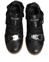 Dolce & Gabbana Black Leather Low Trainers Men Sneakers Men's Shoes