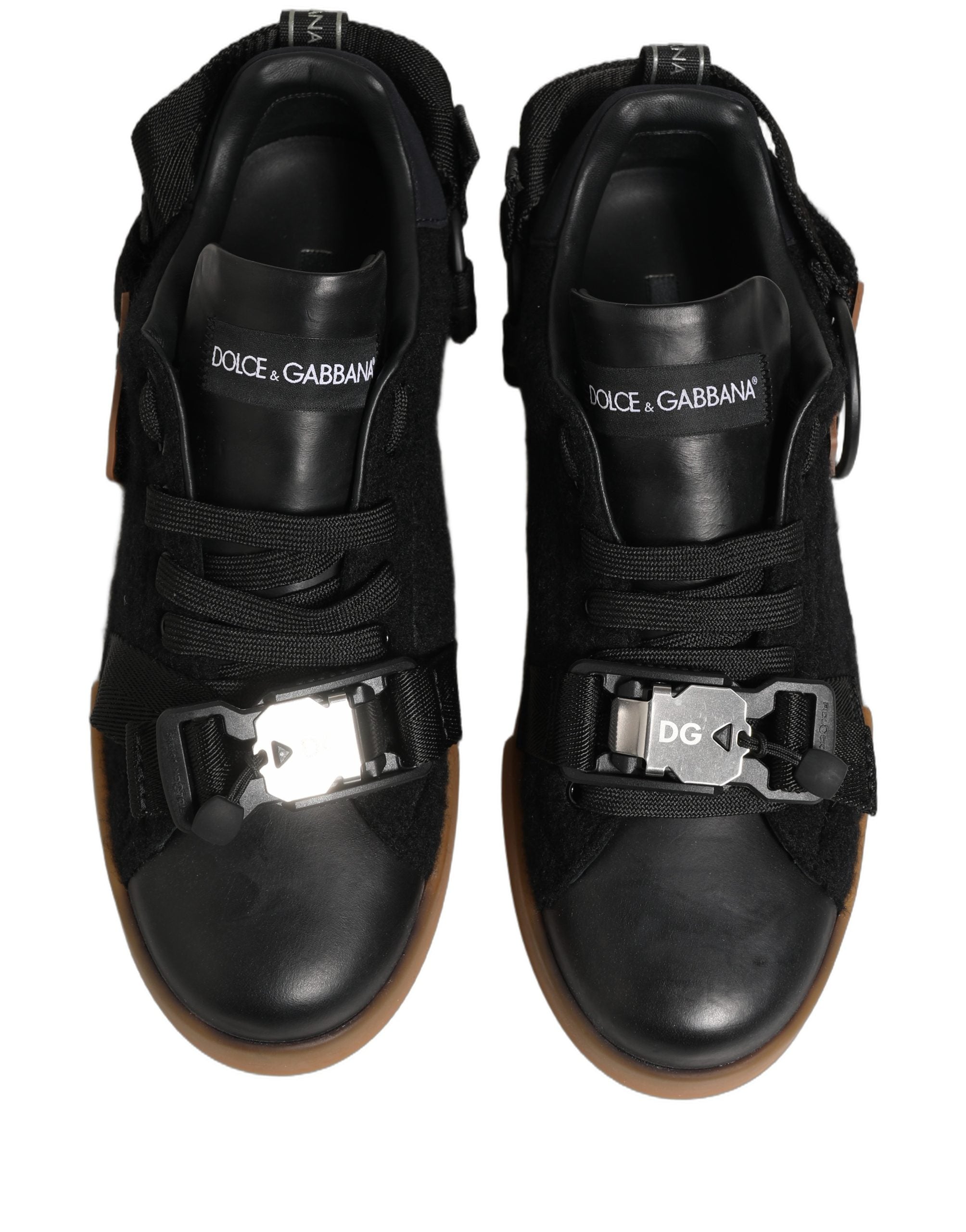 Dolce & Gabbana Black Leather Low Trainers Men Sneakers Men's Shoes