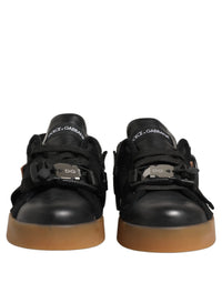 Dolce & Gabbana Black Leather Low Trainers Men Sneakers Men's Shoes