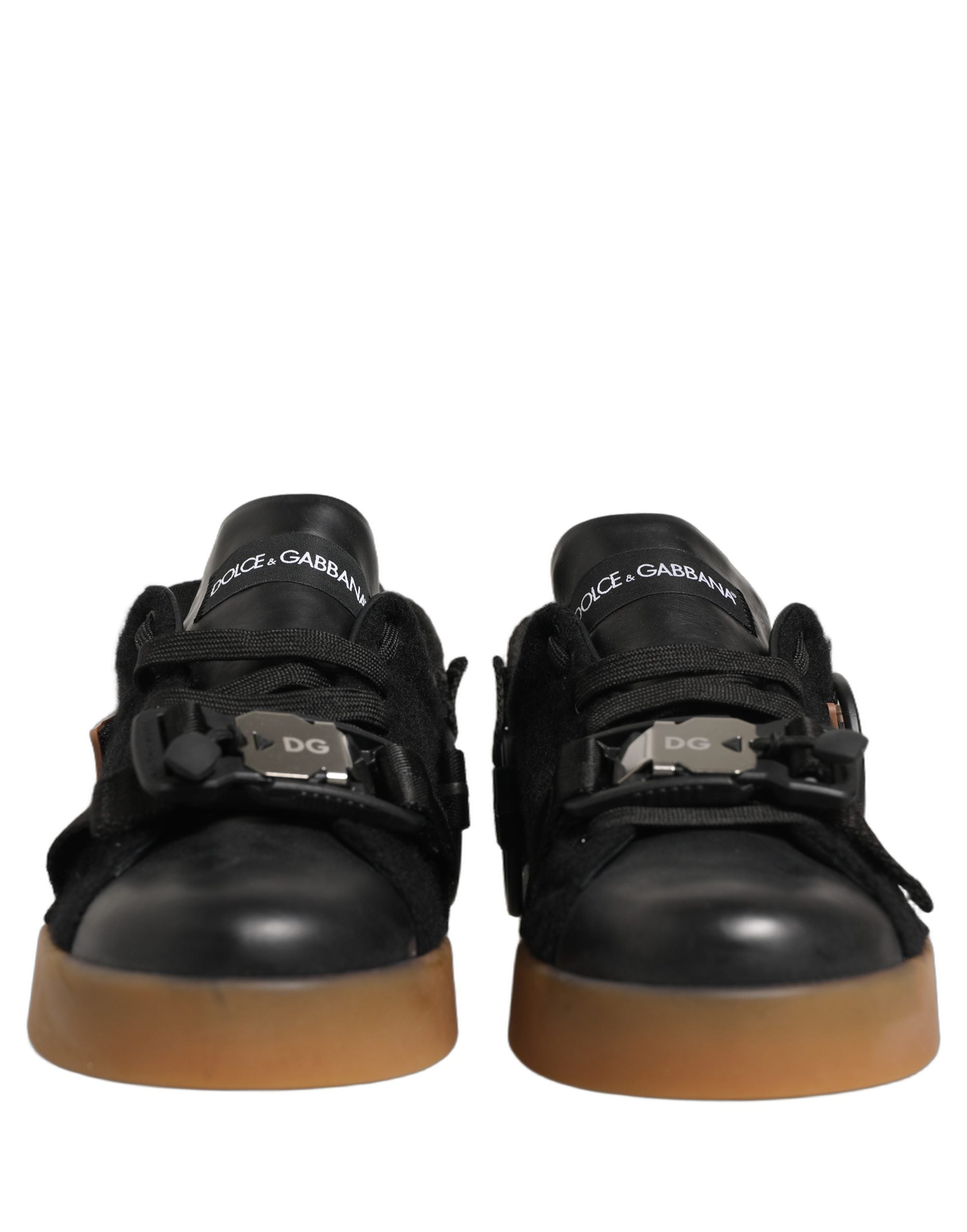 Dolce & Gabbana Black Leather Low Trainers Men Sneakers Men's Shoes