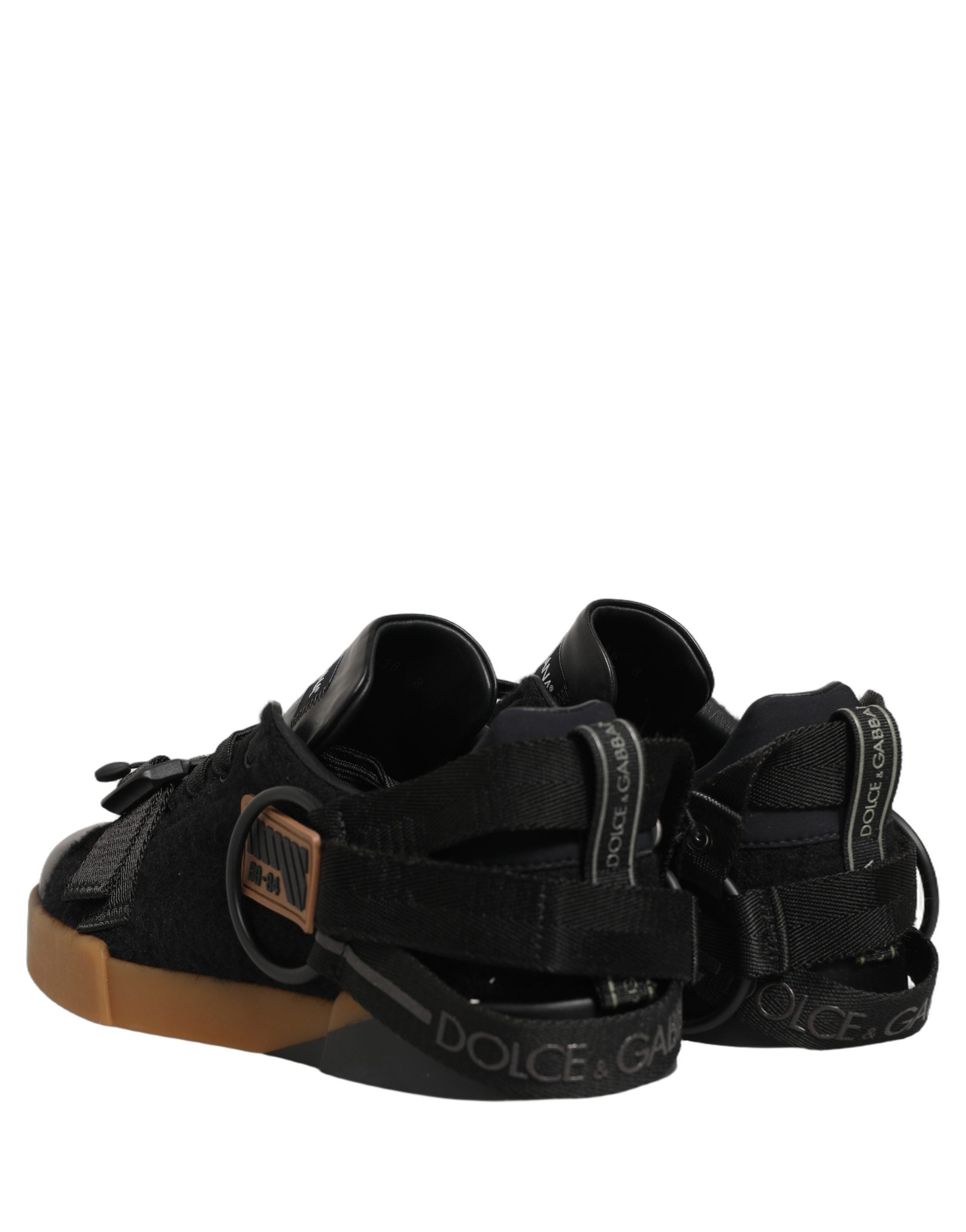 Dolce & Gabbana Black Leather Low Trainers Men Sneakers Men's Shoes