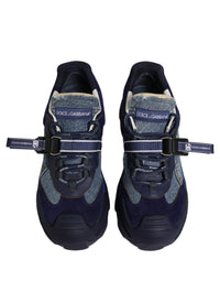 Dolce & Gabbana Blue Airmaster Panelled Low Top Denim Sneakers Men's Shoes
