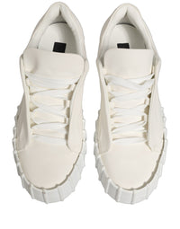 Dolce & Gabbana White Leather Low Top Lace Up Sneakers Men's Shoes