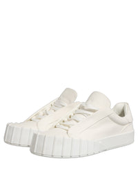 Dolce & Gabbana White Leather Low Top Lace Up Sneakers Men's Shoes