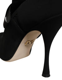 Dolce & Gabbana Black Stiletto Heels Mid Calf Boots Women's Shoes