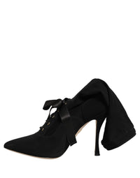 Dolce & Gabbana Black Stiletto Heels Mid Calf Boots Women's Shoes