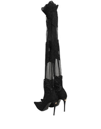 Dolce & Gabbana Black Over The Knee Sock Pumps Boots Women's Shoes