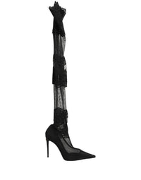 Dolce & Gabbana Black Over The Knee Sock Pumps Boots Women's Shoes