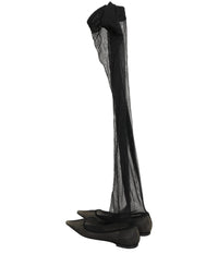 Dolce & Gabbana Black Over The Knee Tulle Flats Boots Women's Shoes