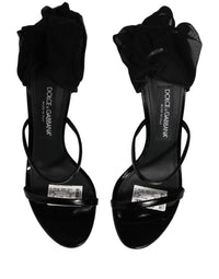 Dolce & Gabbana Stiletto Sandals Socks Knee High Boots Women's Black