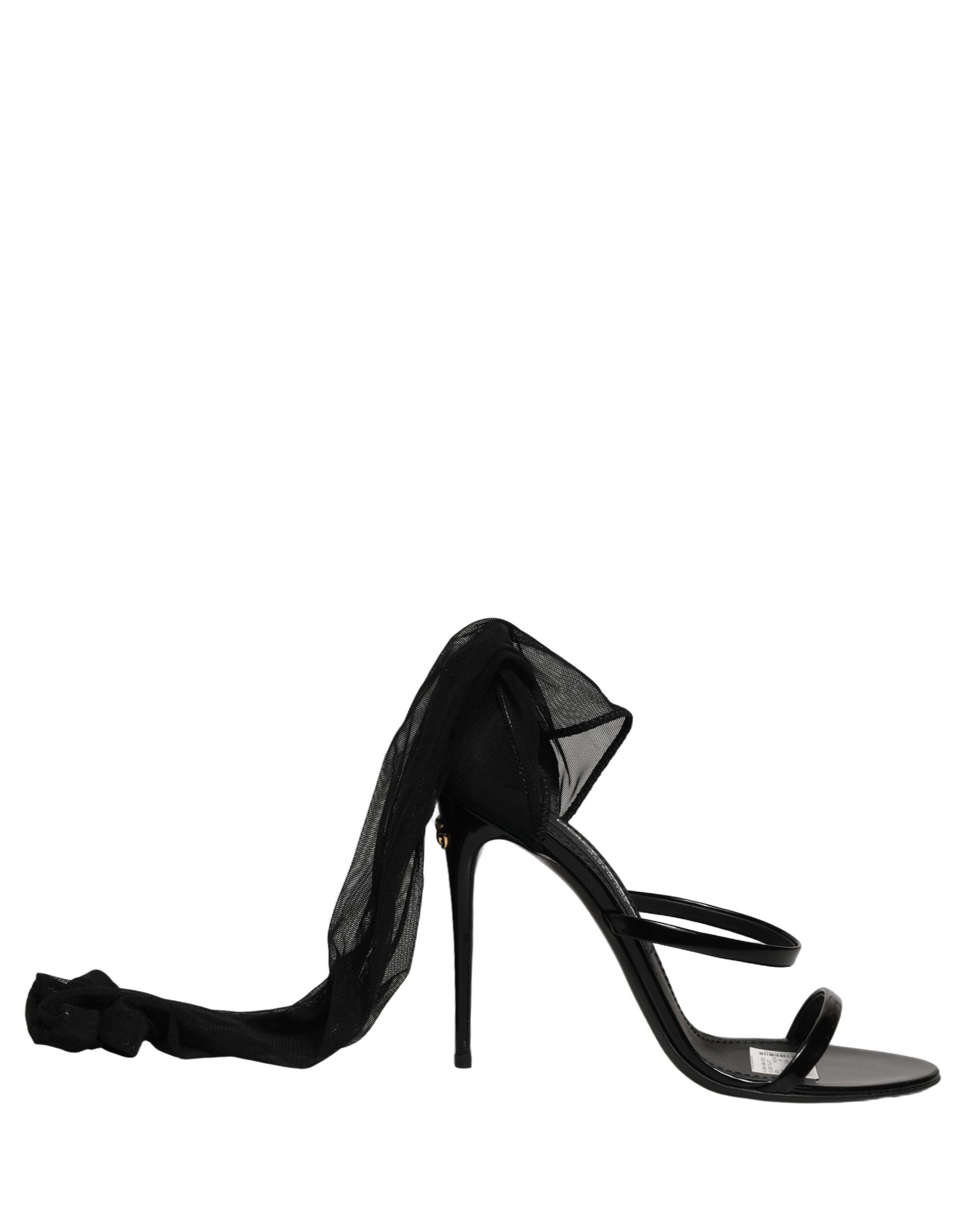 Dolce & Gabbana Stiletto Sandals Socks Knee High Boots Women's Black