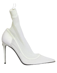 Dolce & Gabbana White Tulle Stretch Mesh Sock Boots Women's Shoes (Authentic Pre-Loved)