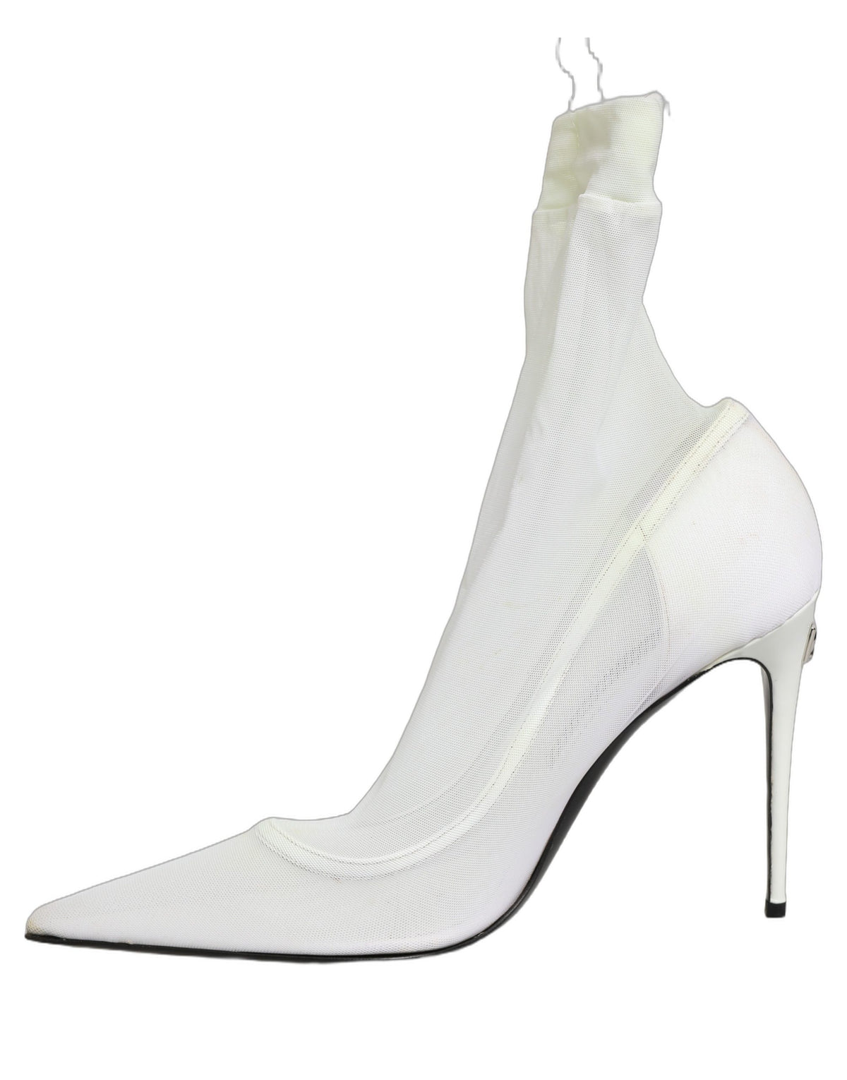 Dolce & Gabbana White Tulle Stretch Mesh Sock Boots Women's Shoes (Authentic Pre-Loved)