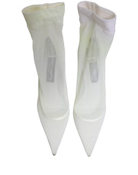 Dolce & Gabbana White Tulle Stretch Mesh Sock Boots Women's Shoes (Authentic Pre-Loved)
