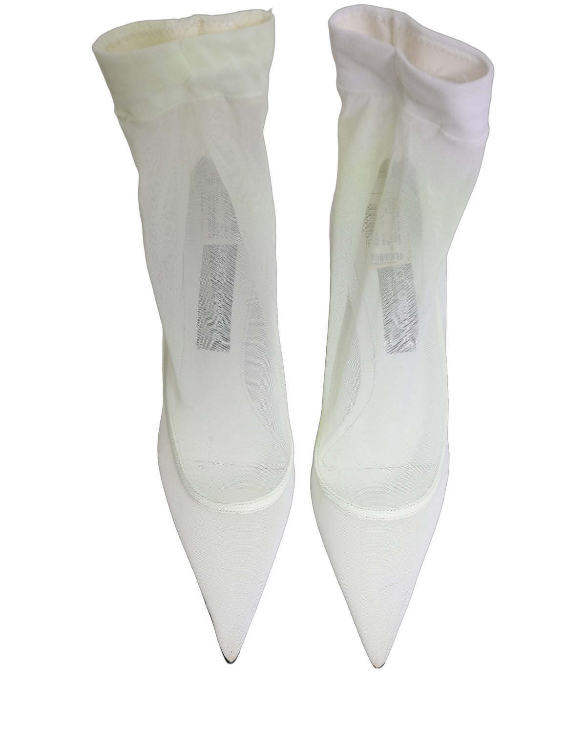 Dolce & Gabbana White Tulle Stretch Mesh Sock Boots Women's Shoes (Authentic Pre-Loved)