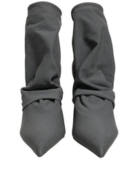 Dolce & Gabbana Gray Stretch Socks Heels Ankle Boots Women's Shoes