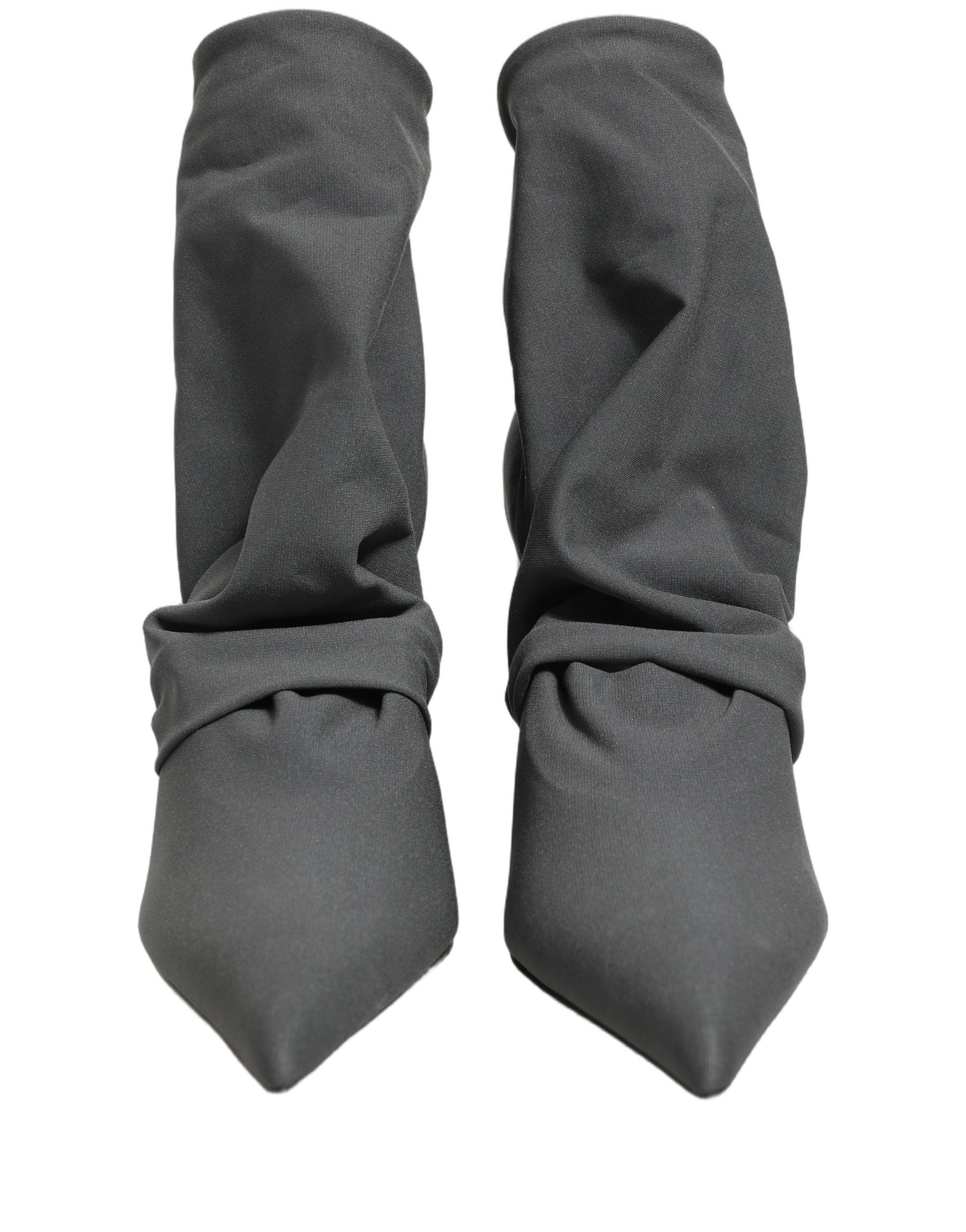 Dolce & Gabbana Gray Stretch Socks Heels Ankle Boots Women's Shoes