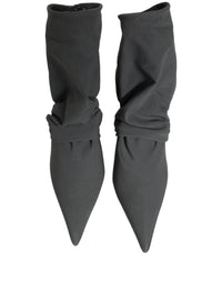 Dolce & Gabbana Gray Stretch Socks Heels Ankle Boots Women's Shoes