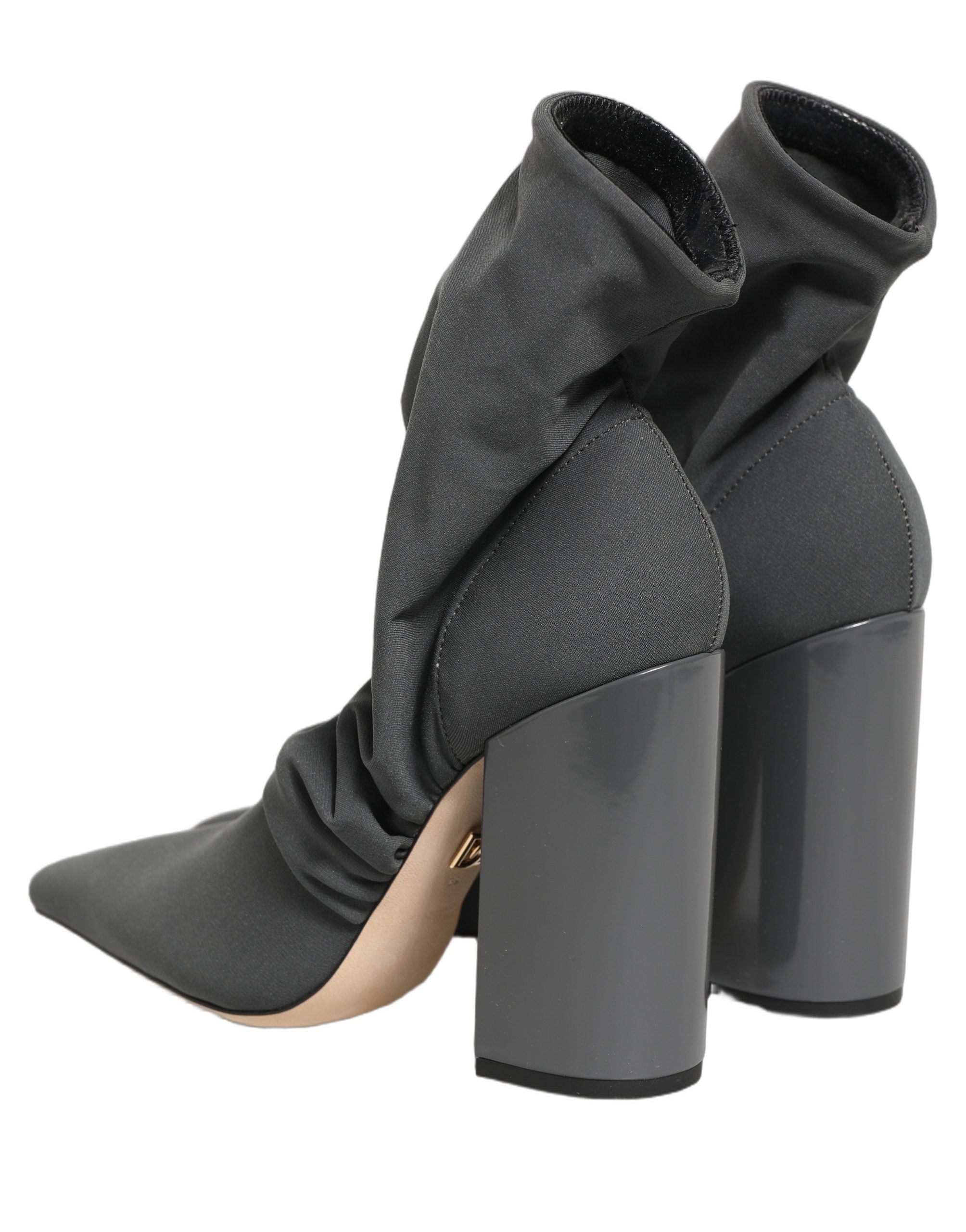 Dolce & Gabbana Gray Stretch Socks Heels Ankle Boots Women's Shoes