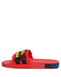 Dolce & Gabbana Dolce & Gabbana Red Neoprene Slides Flats Beachwear Women's Shoes