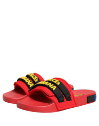 Dolce & Gabbana Dolce & Gabbana Red Neoprene Slides Flats Beachwear Women's Shoes