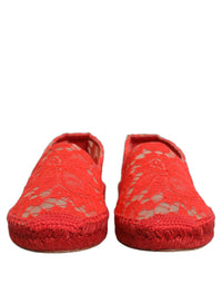 Dolce & Gabbana Dolce & Gabbana Red Taormina Lace Espadrille Flats Women's Shoes