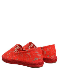 Dolce & Gabbana Dolce & Gabbana Red Taormina Lace Espadrille Flats Women's Shoes