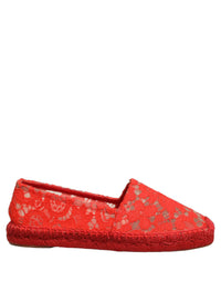 Dolce & Gabbana Dolce & Gabbana Red Taormina Lace Espadrille Flats Women's Shoes
