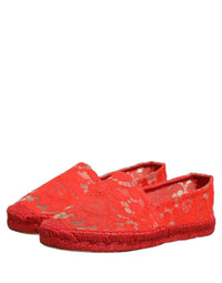 Dolce & Gabbana Dolce & Gabbana Red Taormina Lace Espadrille Flats Women's Shoes