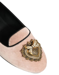 Dolce & Gabbana Dolce & Gabbana Pink Velvet Devotion Loafers Flats Women's Shoes