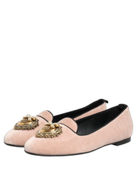 Dolce & Gabbana Dolce & Gabbana Pink Velvet Devotion Loafers Flats Women's Shoes