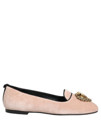 Dolce & Gabbana Dolce & Gabbana Pink Velvet Devotion Loafers Flats Women's Shoes