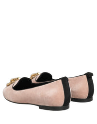 Dolce & Gabbana Dolce & Gabbana Pink Velvet Devotion Loafers Flats Women's Shoes