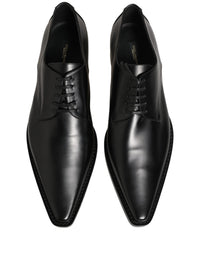 Dolce & Gabbana Dolce & Gabbana Black Leather Lace Up Derby Dress Women's Shoes
