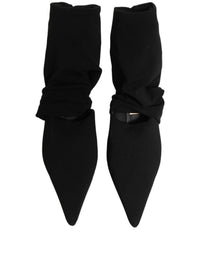 Dolce & Gabbana Black Stretch Socks Heels Ankle Boots Women's Shoes