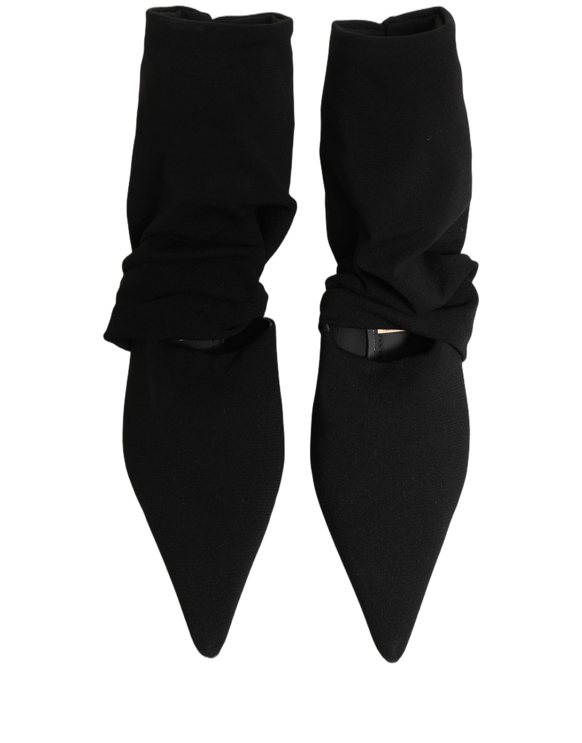 Dolce & Gabbana Black Stretch Socks Heels Ankle Boots Women's Shoes