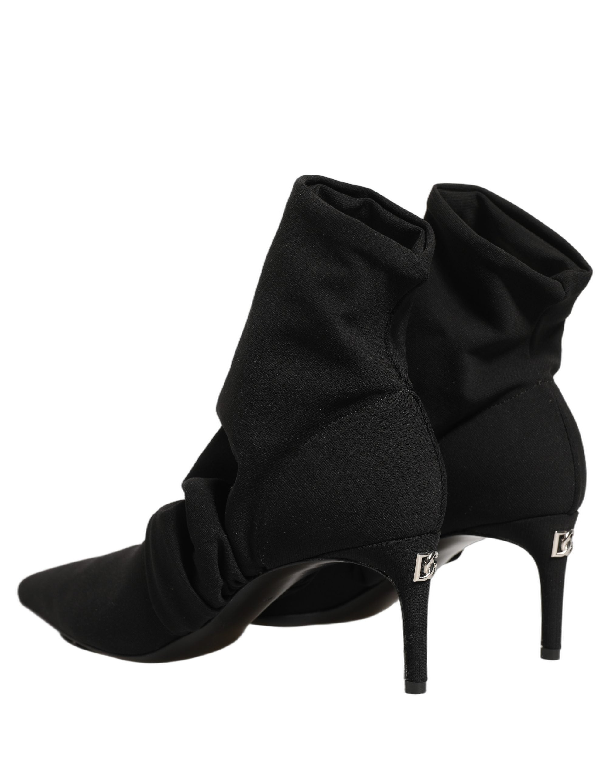 Dolce & Gabbana Black Stretch Socks Heels Ankle Boots Women's Shoes