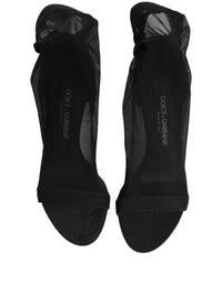 Dolce & Gabbana Black Nylon Mesh Sock Style Boots Women's Shoes