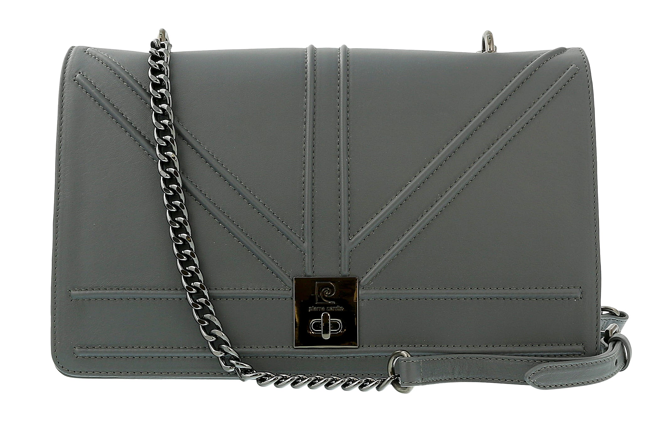 Pierre Cardin Grey Leather Medium Structured Shoulder Bag