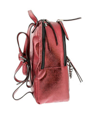 Pierre Cardin Red Leather Medium Fashion Metallic Backpack