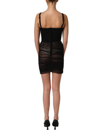 Dolce & Gabbana Black Bodycon Fitted Corset Style Mini Women's Dress