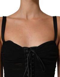 Dolce & Gabbana Black Bodycon Fitted Corset Style Mini Women's Dress
