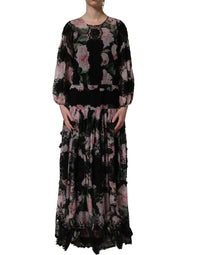 Dolce & Gabbana Black Floral Print Cotton Lace Maxi Women's Dress (Pre –  Bluefly