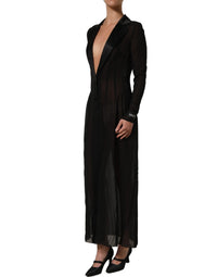 Dolce & Gabbana Black Silk Sheer Chiffon Long Maxi Women's Dress