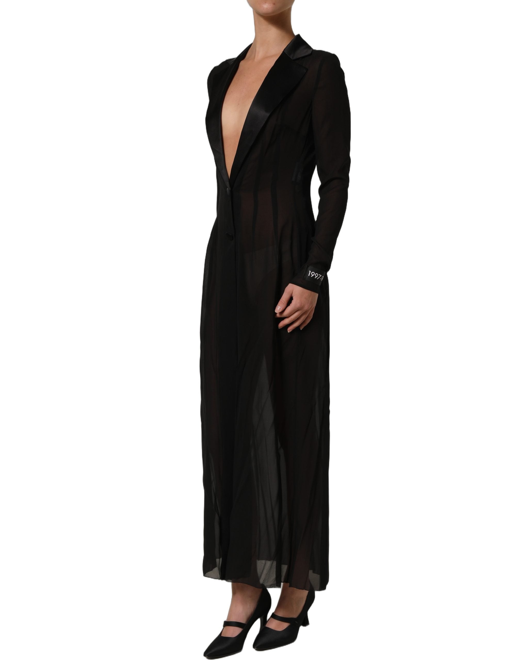 dolce gabbana chiffon silk dress Dolce & Gabbana Long Silk Chiffon Dress With Ostrich Feather Details