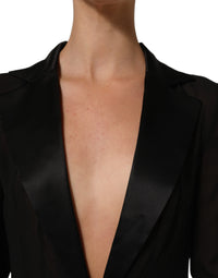 Dolce & Gabbana Black Silk Sheer Chiffon Long Maxi Women's Dress