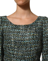 Dolce & Gabbana Multicolor Tweed Belted Babydoll Mini Women's Dress