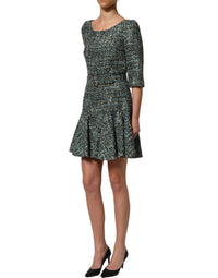 Dolce & Gabbana Multicolor Tweed Belted Babydoll Mini Women's Dress