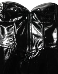 Dolce & Gabbana Black Patent Leather Corset Style Mini Women's Dress