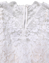 Dolce & Gabbana White Cotton Floral Lace Long Gown Women's Dress